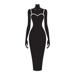 Sleeveless sheath dress silhouette – sheath dress vector – sheath dress illustration – ladies dress silhouette – silhouette of sheath dress

