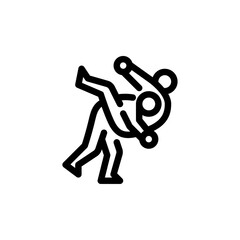 takedown outline icon. MMA move line art illustration.