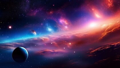 Cosmic Nebula Planets Starscape Galaxys Vivid Colors and Celestial Bodies
