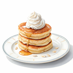 Fluffy Pancakes with Whipped Cream and Syrup: Delicious Recipe