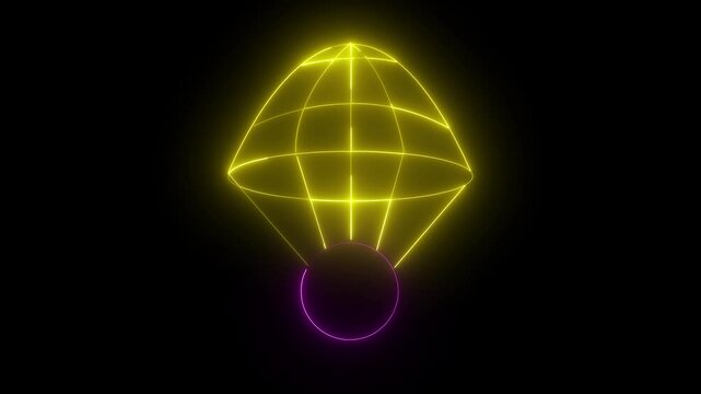 Airdrop neon sign appear in center and disappear after some time. Animated blue neon icon on black background. 4k 