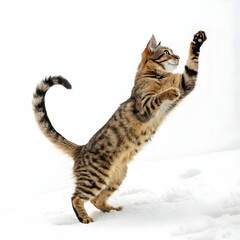 Playful Cat in Snow: Adorable Winter Pet Photo