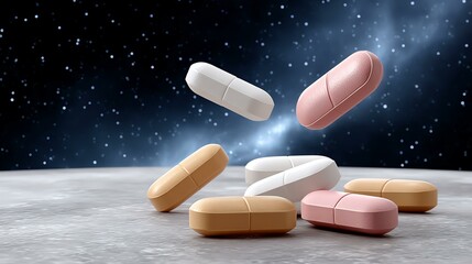 Pills Floating in Space
