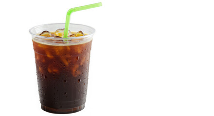 Refreshing iced coffee in a plastic cup