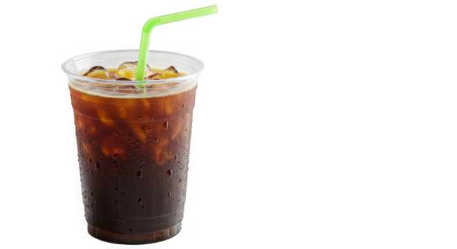 Refreshing iced coffee in a plastic cup
