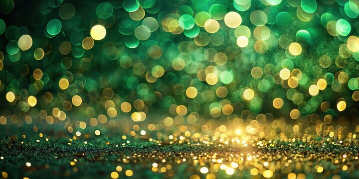 Richly textured emerald green background with intricate gold bokeh, evoking a sense of luxury and opulence in a modern setting , gold bokeh, luxury