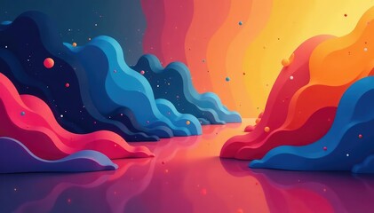 Abstract shapes forming a late-arriving design element , belated, concluding