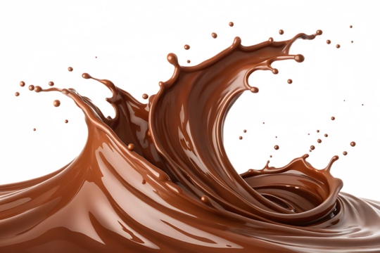  liquid sweet chocolate cream splash wave isolated on white background, PNG