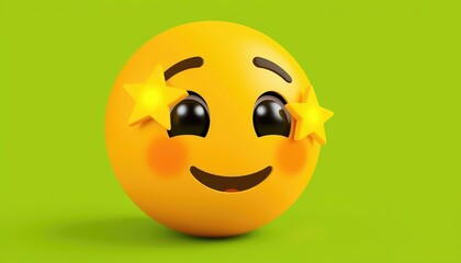 Fototapeta premium Adorable 3D Emoji with Stars: A Whimsical, Happy Digital Illustration
