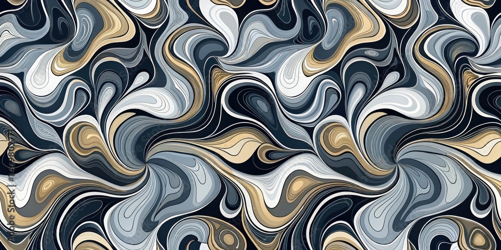 Poster Abstract Swirling Lines in Muted Tones A Seamless Pattern for Modern Design