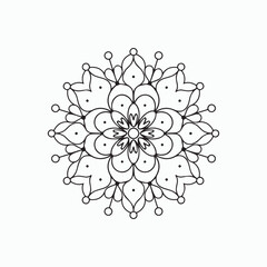 Minimalist Line Art Mandala with Flower Shapes
