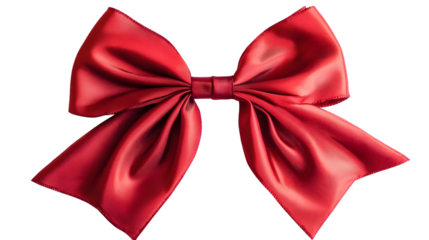 Elegant Red Ribbon Bow Isolated on Transparent Background for Creative Projects
