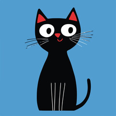 black cat on a white background