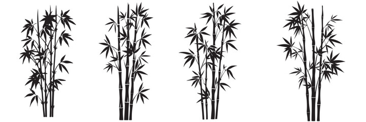 set of a bamboo silhouette vector design, bamboo tree branches icon vector illustration