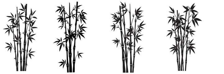 set of a bamboo silhouette vector design, bamboo tree branches icon vector illustration