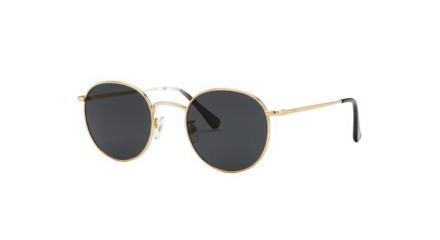 Stylish round sunglasses shimmer against a dark pixelated backdrop