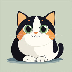 Cartoon Calico Cat With Big Eyes Cute Animal Illustration Vector Artwork