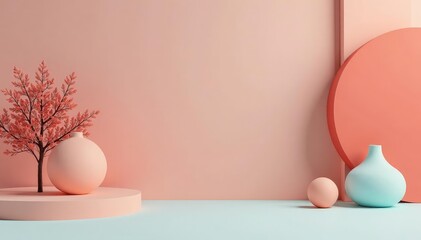 Neutral palette, geometric shapes, sparse objects, geometric, sparse, shapes