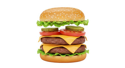 Towering burger delight with juicy layers