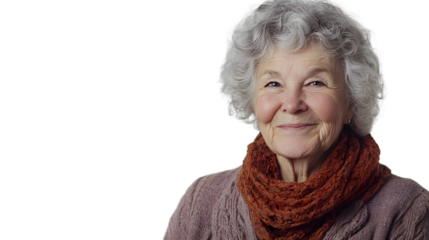 Joyful Senior Woman Embracing Life Against White Background