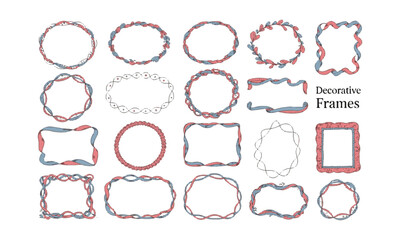 Modern vector illustration decorative hand-drawn frames in various shapes and styles, easily scalable and editable.