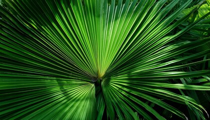 vibrant green palm leaves sunlight dappled lush texture green background jungle