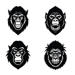 Gorilla head silhouette vector illustration 
