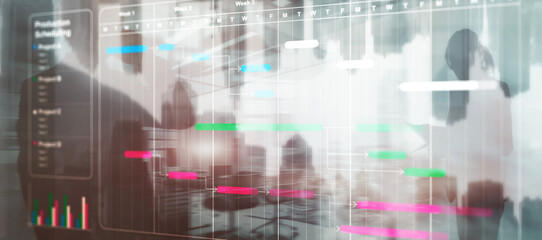 Obraz premium Production schedule. Project plan and budget. Strategic Planning for Manufacturing Efficiency