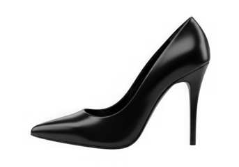 Elegant black high heel shoe isolated on white background