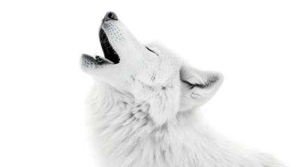 Majestic Howling White Wolf Isolated on Transparent Background for Visual Projects