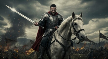 Fototapeta premium Knight leading charge into battle