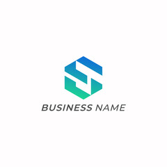 Fototapeta premium design logo simple hexagon letter S