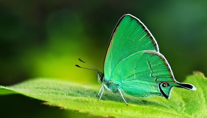 green butterfly resting on a green leaf nahcevan hairstreak callophrys danchenkoi