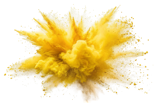 yellow color explosion isolated on transparent background