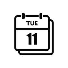calender icon, 11 tuesday icon with white background