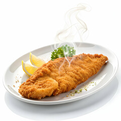 Crispy Breaded Fish Fillet with Lemon Slices: A Delicious Dish