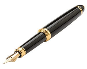 Luxury Fountain Pen with Gold Accents Isolated on transparent Background

