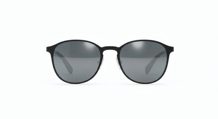 Fototapeta premium Matte Black Round Sunglasses with Gray Lenses and Clear Nose Pads