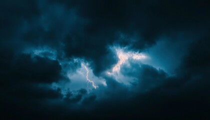 Dark storm clouds with lightning