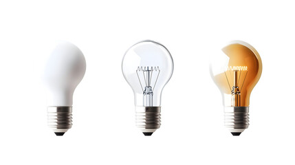 Bright Light Bulb Isolated on Transparent Background for Concepts and Ideas