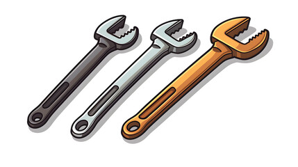 Professional Cartoon Vector Illustration of Open-Ended Wrenches for Industrial Use