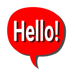Red Speech Bubble with Hello! Greeting -  Simple, Bold, and Versatile Design Element for Communication