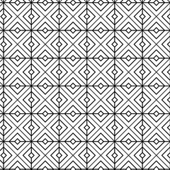 Seamless pattern with striped black white diagonal lines (zigzag, chevron). Rhomboid scales. Optical illusion effect. Geometric tile in op art. Vector illusive background. Futuristic vibrant design.