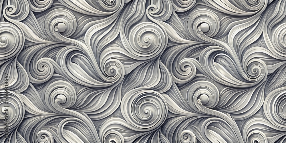 Poster Abstract Swirling Forms An Elegant Monochromatic Design Featuring Intertwined Spirals and Curving Lines for Artistic Backgrounds