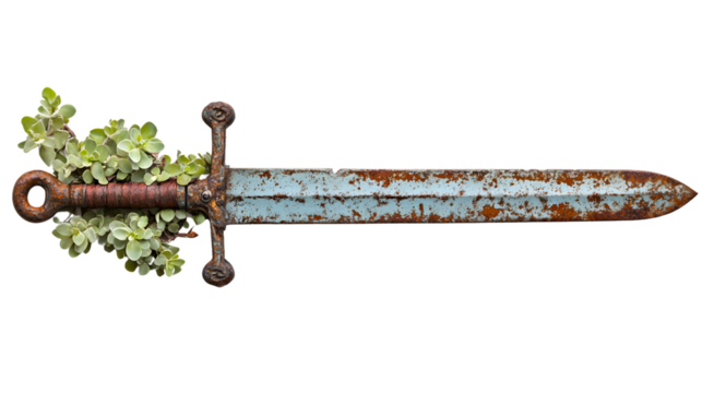 Ancient Medieval Royal Sword - Antique Weapon with Rust Metal