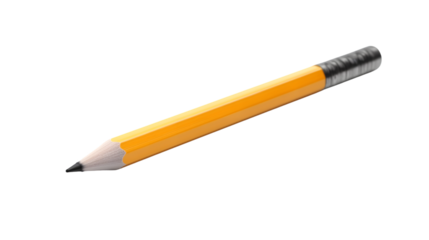 Single pencil isolated on transparent or white background for graphic design projects