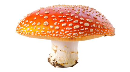 Vibrant Orange Mushroom Isolated on Transparent Background for Creative Designs