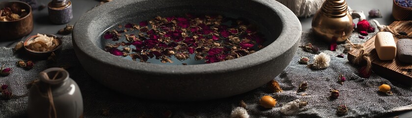Spa setting with floral elements and tranquility.