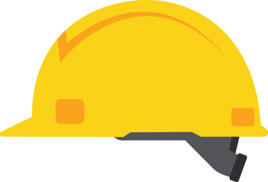 Yellow construction safety helmet icon &mdash; flat vector hard hat illustration for industrial and workplace safety design