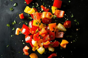 Colorful diced peppers